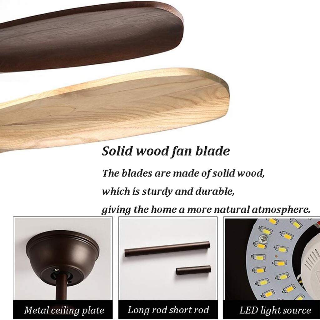Wentylator Sufitowy Z Lampą Wentylator Sufitowy Light Wood Leaf Nowoczesny Metalowy Wentylator Sufitowy Light Living Room Mute Retro LED Remote Control Fan Light Lampy Sufitowe Z Wiatrakiem(52in)