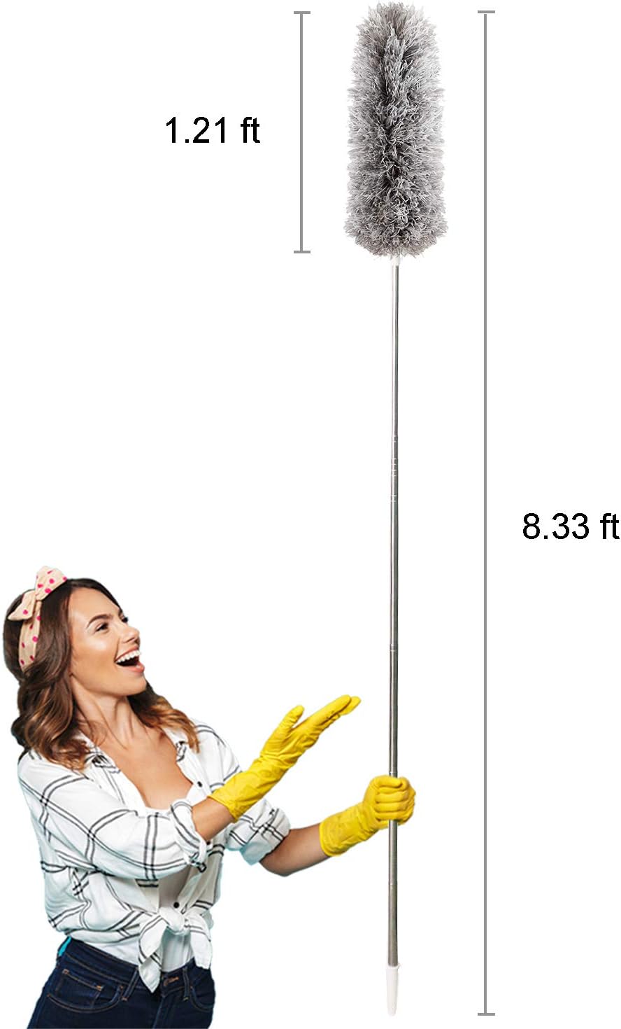 Dusters for Cleaning Extendable,HAINANSTRY Extendable Duster Reaches Up to 100 Inches,Microfiber Duster for Cleaning Ceiling Fan/Keyboard/Furniture/Cobweb
