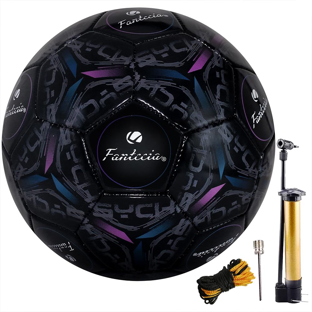 Pallone da calcio misura 5, pallone da calcio per giovani per esterni e interni, pallone da calcio in pelle di dimensioni e peso ufficiali