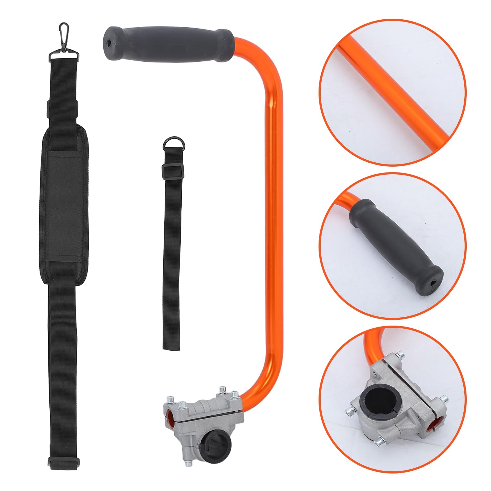 FOMIYES Maniglia Regolabile per Tosaerba e Decespugliatore con Cinghia Arancione, Impugnatura Ausiliaria Ergonomica per Attrezzi da Giardinaggio, Accessorio per Manutenzione Prato