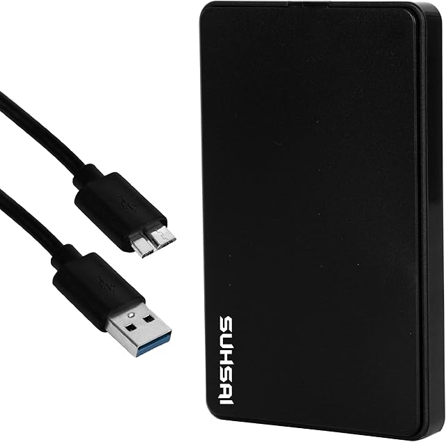SUHSAI USB 3.0 External Hard Drive 1TB Gaming Portable Hardisk 2.5" HDD Memory Expansion High Speed Data Storage & Backups Devices for Laptop PC Desktop Mac PS4 PS3 Games Xbox (Black)