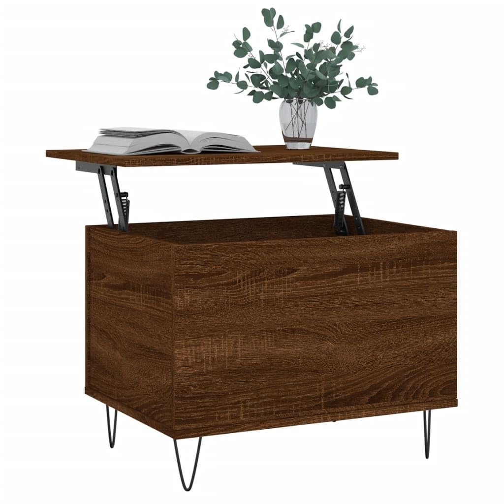 Homgoday Tavolino da caffè in rovere marrone, 60 x 44,5 x 45 cm, in legno ingegnerizzato, tavolino da tè per soggiorno, sala d'accoglienza degli ospiti, camera da letto e ufficio mobili tipo 1