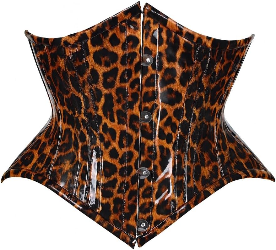 Daisy corsets Women's Daisy Corsets Womens Pvc Cheetah Steel Boned Mini Cincher Waist Cincher Top & Plus Size