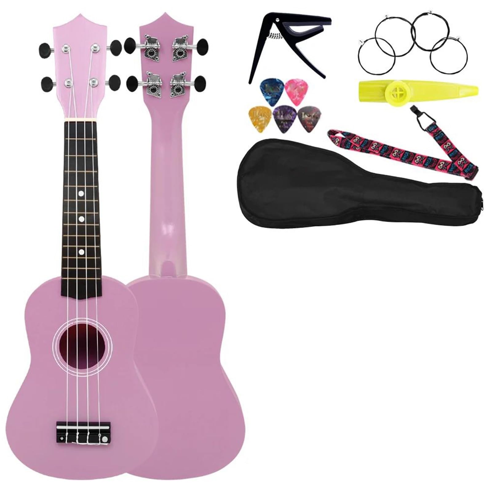 Początkujący Ukulele 21 calowy Zestaw O Wysokim Tonie Dla Początkujących Czterostrunowy Mały Instrument Gitarowy(Ukulele Set)