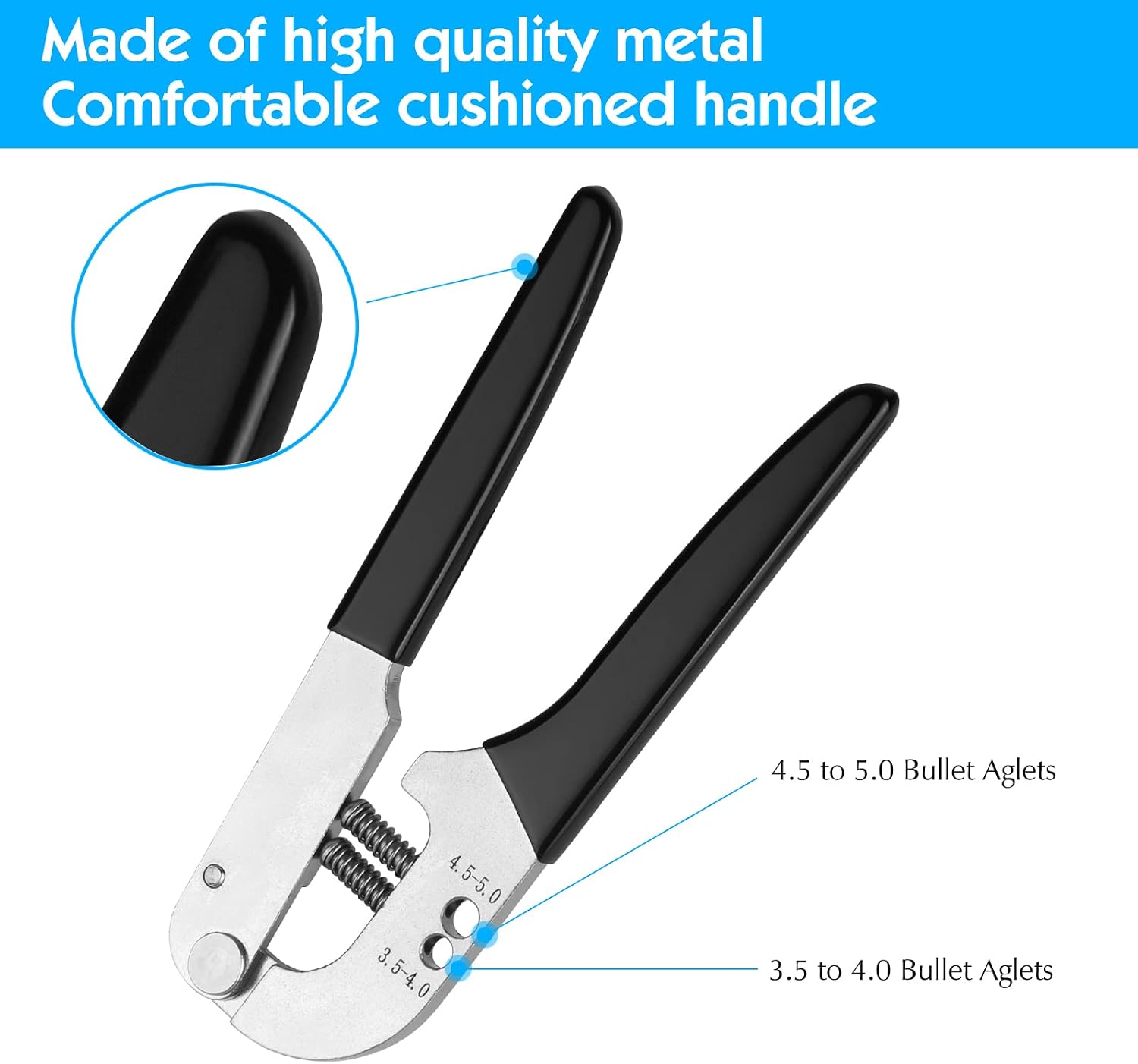 Shoelace Tips Tools with 64 pcs Bullet Aglets, Tips Repair Replacement Tool Plier for Sneakers,Hoodies,Bungee Cords image 4