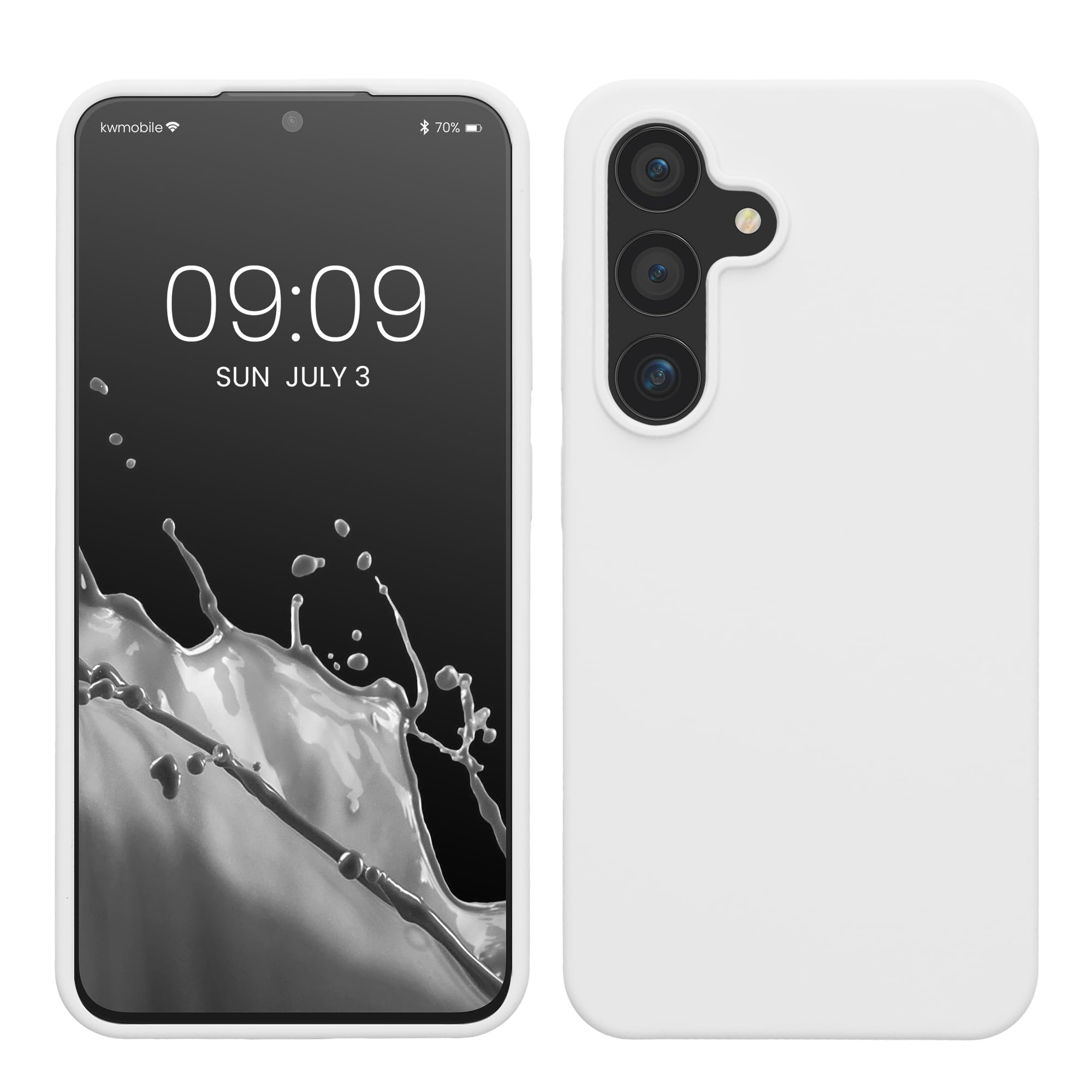 kwmobile Case Compatible with Galaxy S24 Case - TPU Silicone Cover - Works with Wireless Charging - White Matte