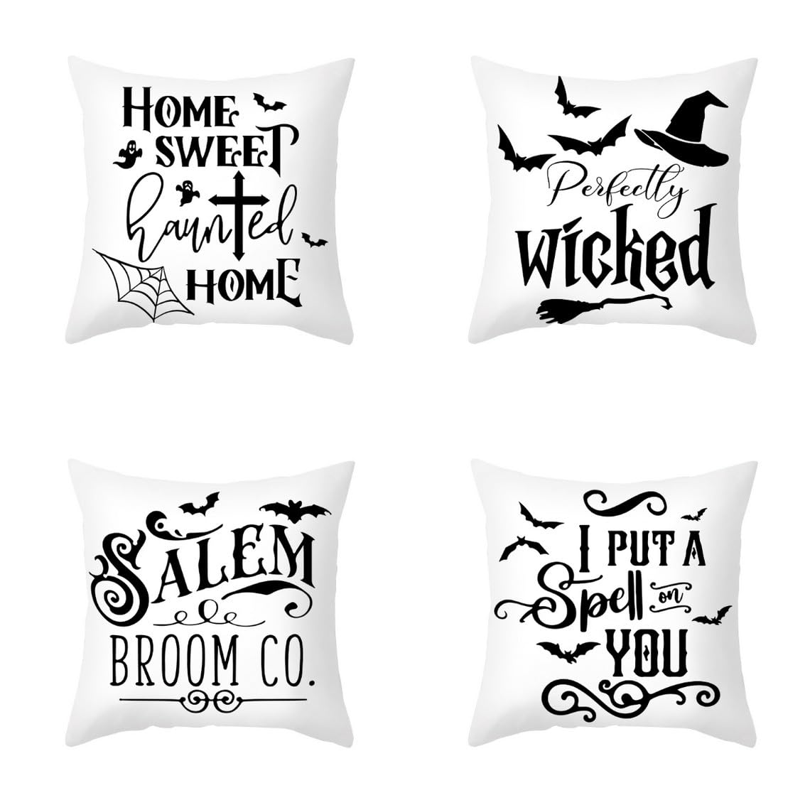 Chenlane Silk Bed Pillow Covers Standard Size Cotton Cushion Makeup Halloween, Welcome Outdoor Private Customisation 50x50 cm, 4Pcs