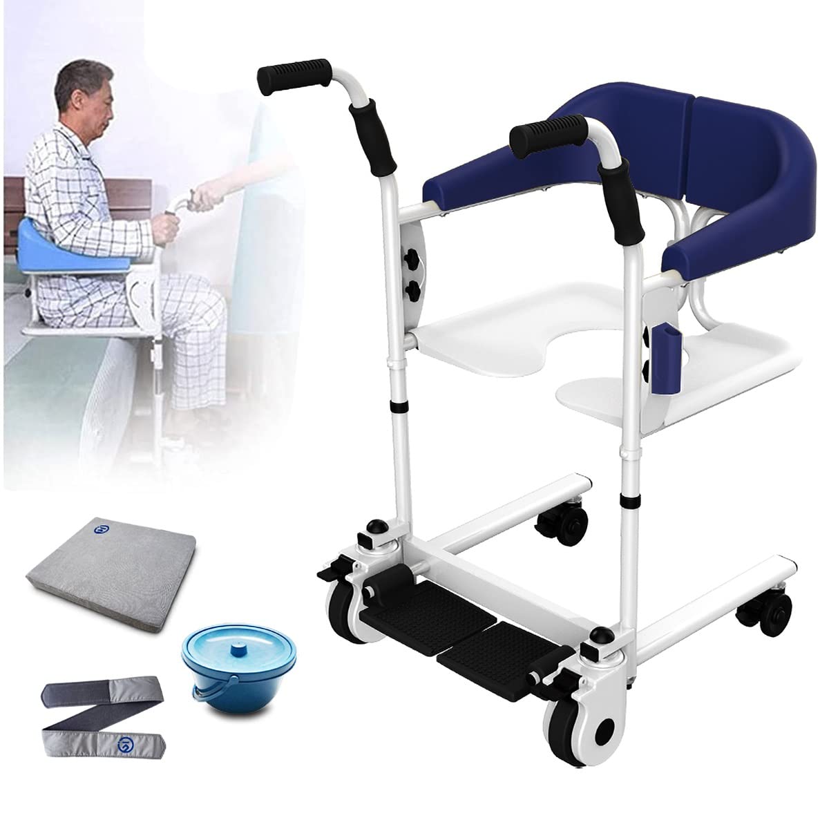 Buy UJJGHJ Bathroom Wheelchair, Transfer Wheelchair, Shower Commode