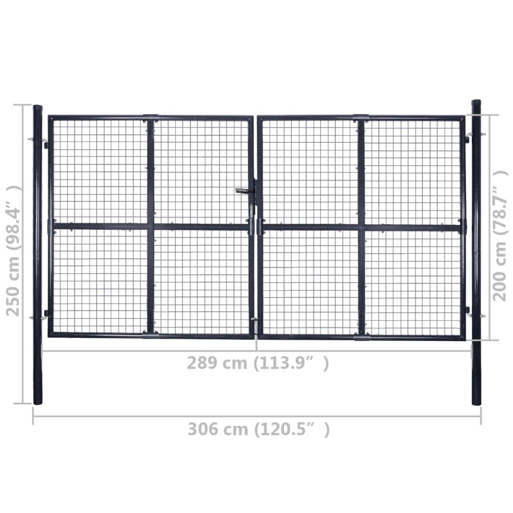 vidaXL Cancello da Giardino in Rete di Acciaio Zincato 300x200 cm Grigio
