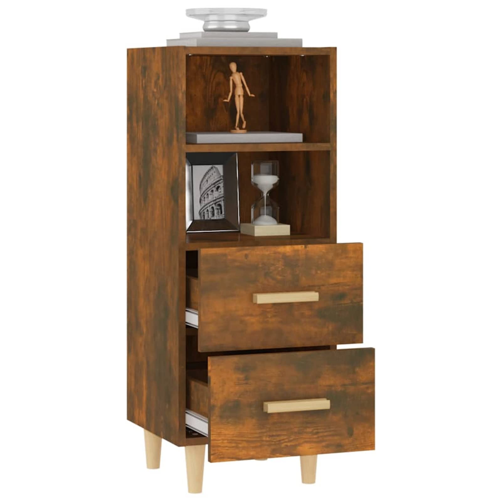 Tidyard Buffet en Bois Armoire de Rangement Organisateur de Maison 34,5x34x90 cm Bois d'ingénierie Chêne fumé