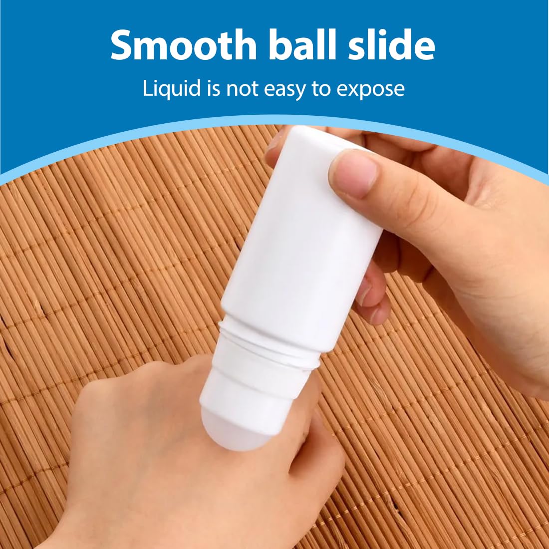 4 envases roll on rellenable, fáciles de aplicar y retirar (30/50/60/80 ml)