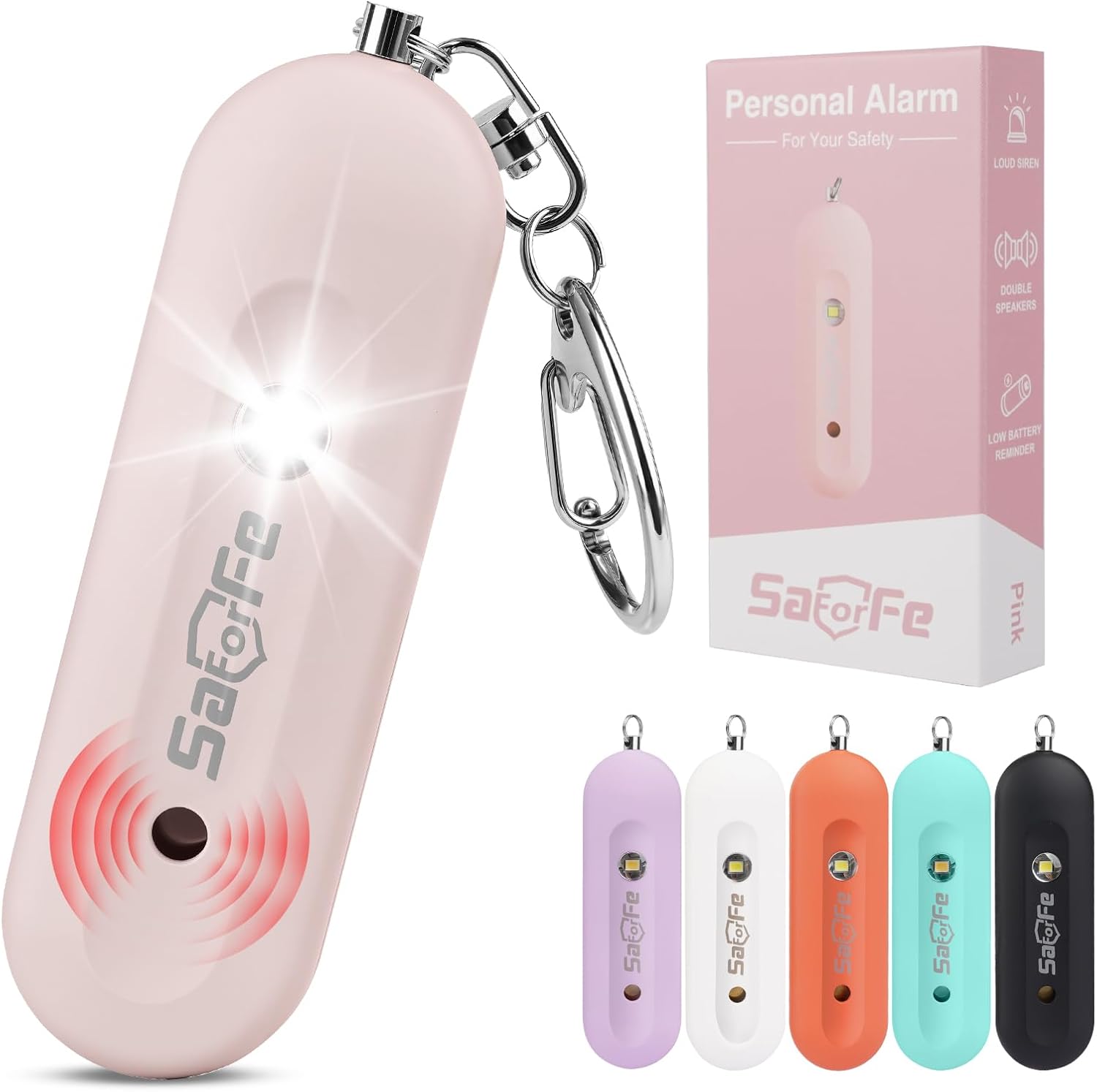 Rechargeable Private Security Alarm for Girls – 140dB Self-Protection Safety Alarm Keychain with Strobe Gentle, Emergency Safety Alert Gadgets for Girls Women Youngsters Aged(Pink)