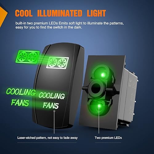 Miniatura 5 de Nilight Ventiladores de refrigeración, interruptor basculante, interruptor de barra de luz LED, interruptor láser de 5 pines de encendido y apagado