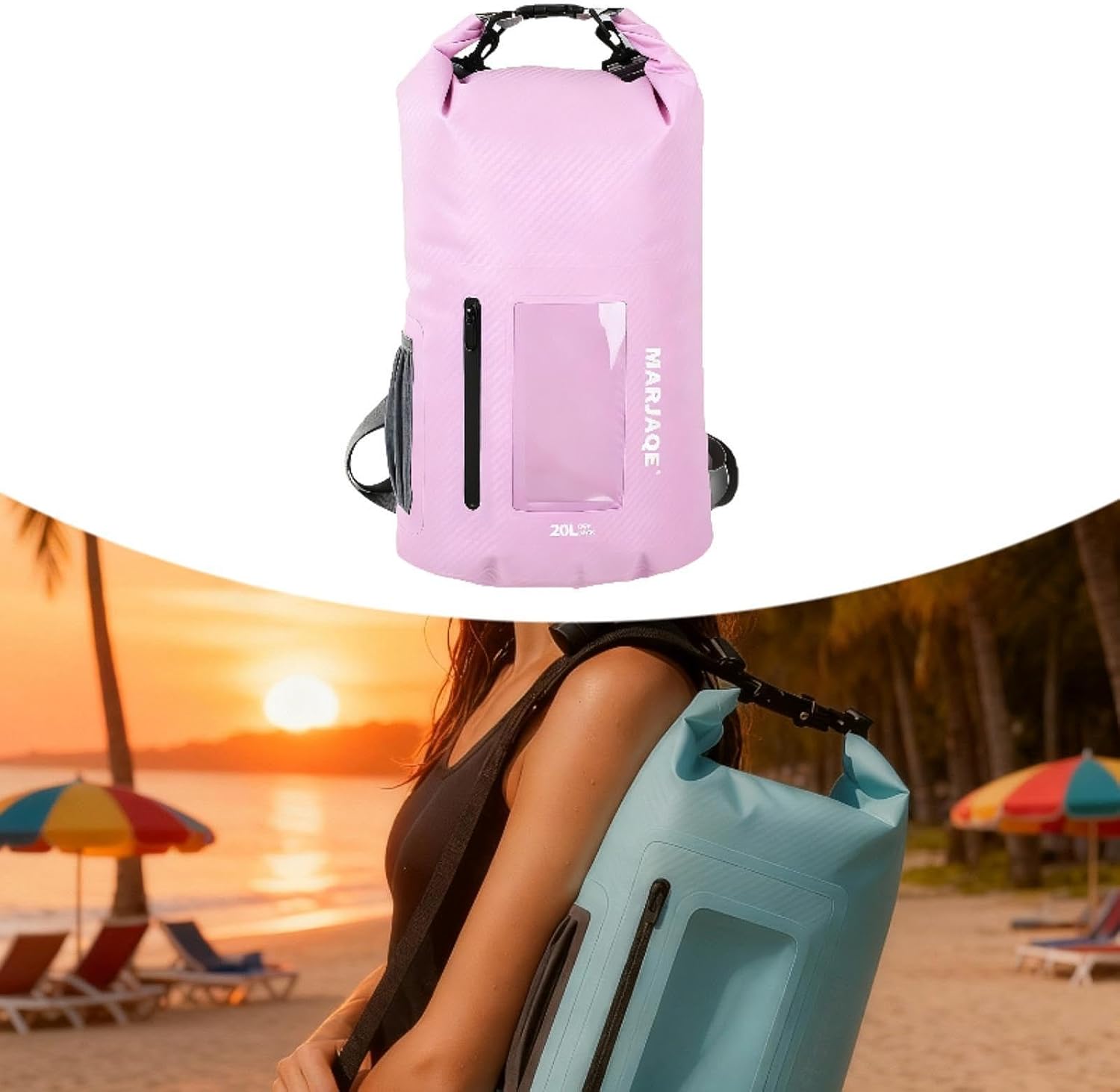 Waterproof Dry Bag Backpack Leakproof Sack Portable Lightweight PVC Material Suitable for Beach Rafting Camping Outdoor Travel