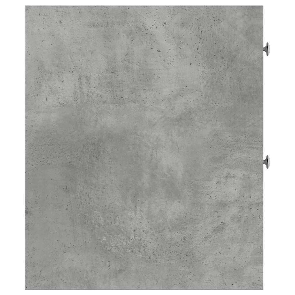 Mueble de baño estrecho con ruedas, color gris hormigón, cajones de madera, espacio de almacenamiento estrecho