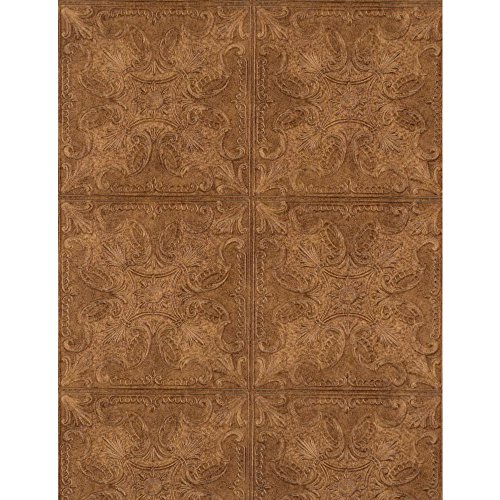 York Wallcoverings PA131206 Weathered Finishes Tin Tile Wallpaper, Midnight Black/Charcoal/Silver