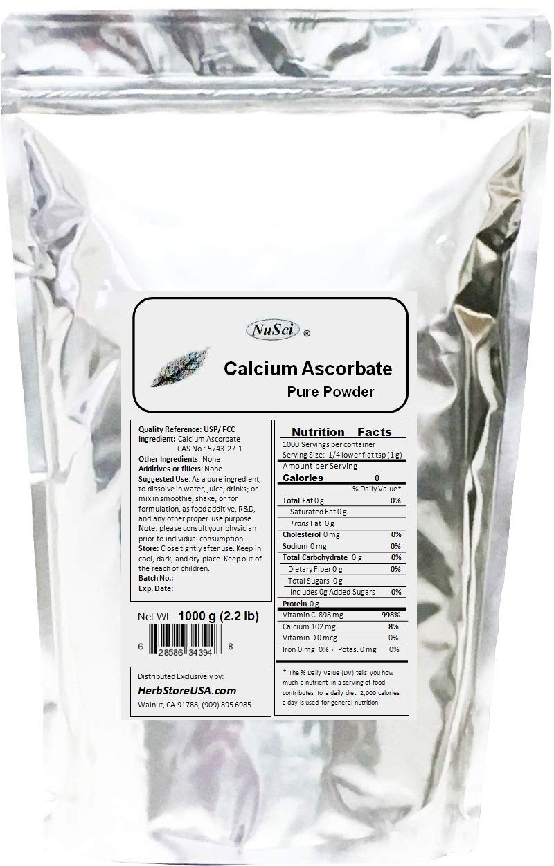 NuSciCalcium Ascorbate Pure Powder Buffered Vitamin C (1000 Grams (2.2 Lb))