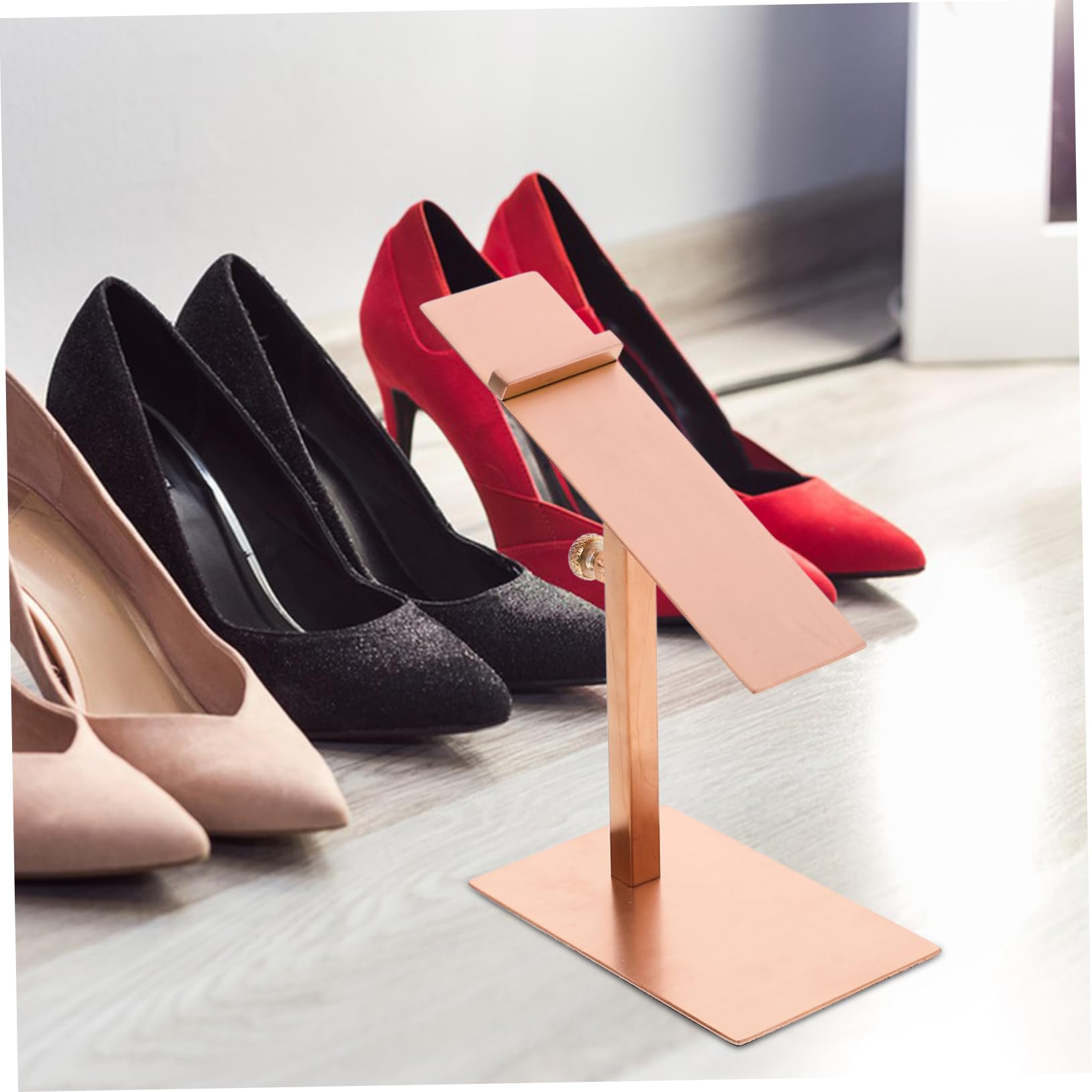 Ciieeo Portable Shoe Display Stand 2 Adjustable Height Racks Metal for Store Mall Home Organizati