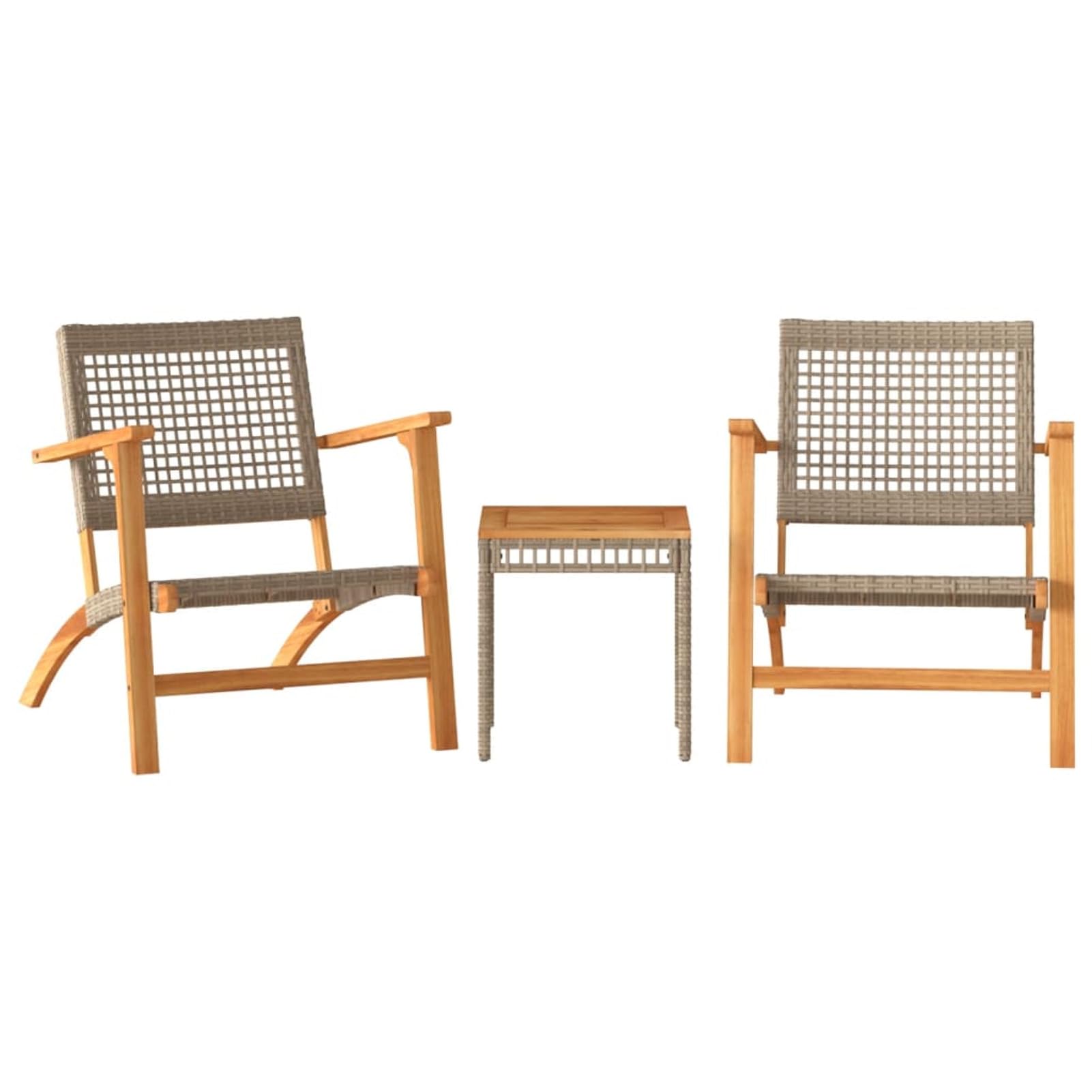 Set da Bistrot 3 pz Beige in Polyrattan e Legno Massello Acacia,Set Bistrò Veranda,Set Bistrot da Esterno,Set Bistrot da Balcone-365867