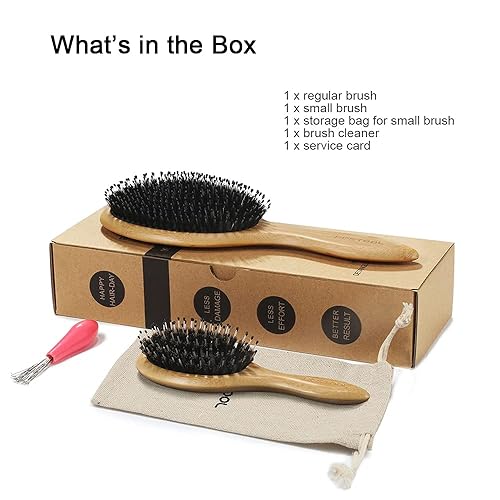 Miniatura 6 de BESTOOL Cepillo de pelo (regular y pequeño), cepillos de cerdas de jabalí para mujeres, hombres y niños, cabello grueso y fino y rizado, cepillo