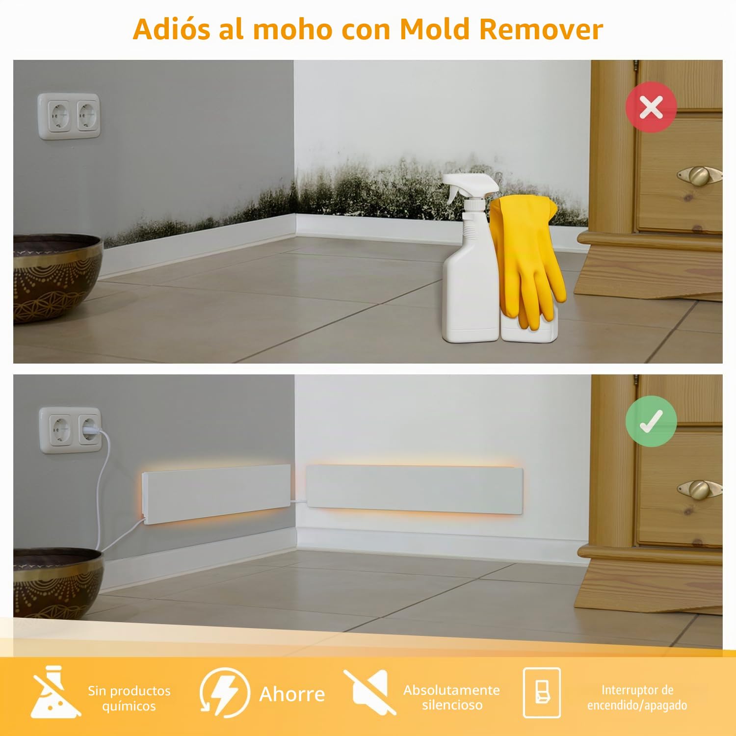 Northpoint Removedor de moho eléctrico, removedor de moho infrarrojo, removedor de moho para pared y baño, 2 unidades