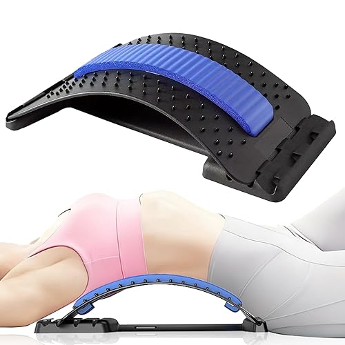 Camilla de espalda para aliviar el dolor de espalda baja, masajeador lumbar ajustable de 4 niveles, dispositivo de estiramiento para escoliosis,