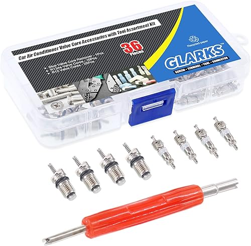 Miniatura 5 de Glarks 36 piezas de aire acondicionado de coche núcleo de válvula Schrader núcleos accesorios AC R12 R134a válvula de neumático de refrigeración