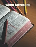 Work Notebook: Notebooks for Work 8.5 x 11, Open Bible Cover Decor, High Impact Cover Art, and Record Keeping Book, Diary, Journal, Ledger, and Log Book, Bounded Wide Ruled.