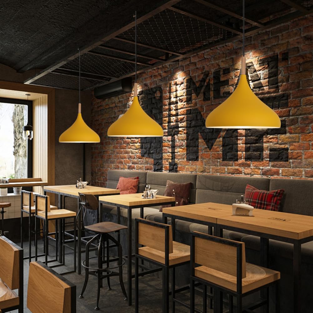 Suspension créative en bois et métal coloré, luminaire suspendu moderne de style nordique, lampe suspendue rustique simple de style ferme, éclairage suspendu rétro simple pour îlot de cuisine ou table