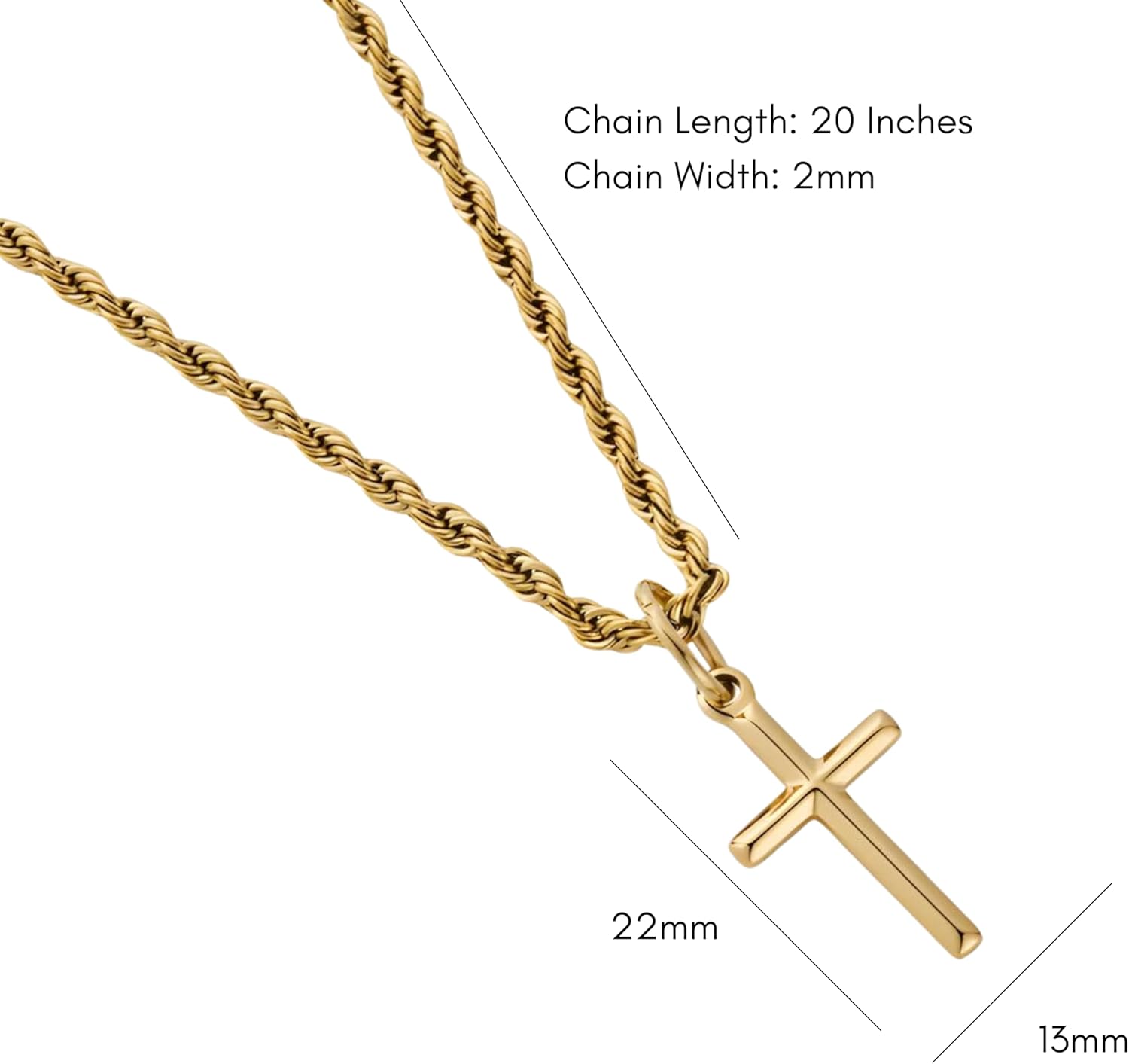 Planet '79 18K Gold Cross Necklace for Men | Men's Gold Plated Cross Necklace with 20" Chain and Pendant | Gold Jewelry Gift For HIm - Image 2
