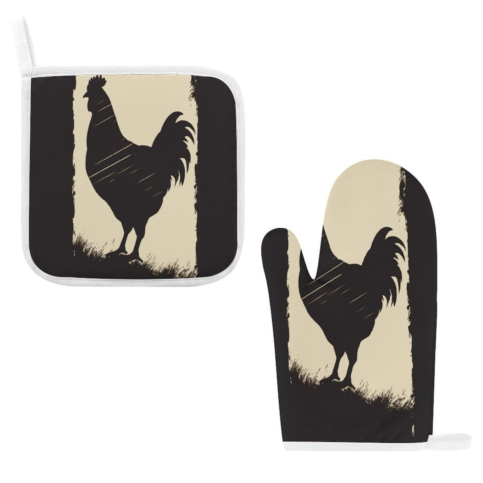 Fodpand Style Farmhouse Chicken Oven Mitts And Pot Holders Sets