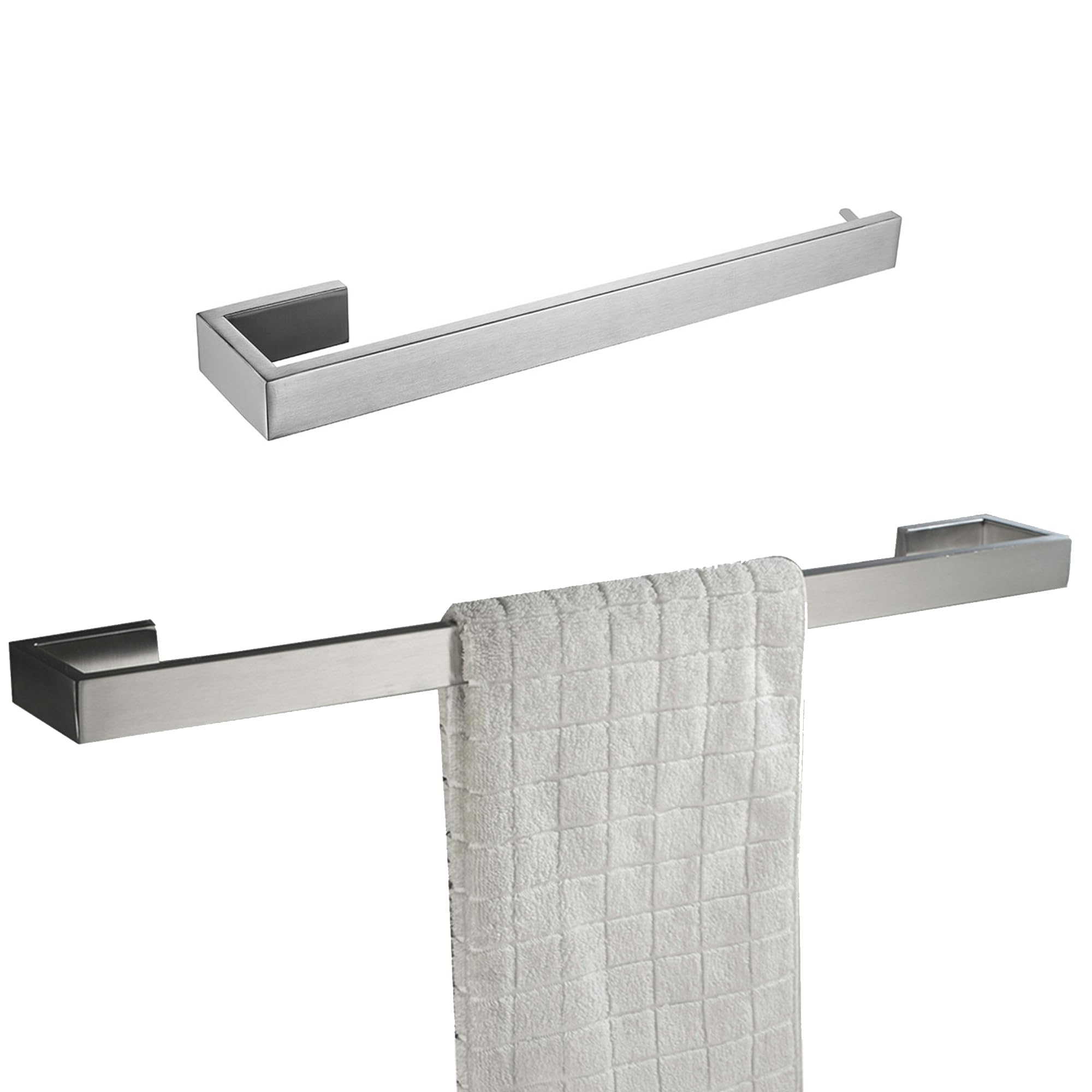 Flybath 2er Set 60cm Handtuchhalter und 35cm Handtuchring aus SUS 304 Edelstahl Gebürstet Silber, Wandmontage für Bad, Küche, Hotel