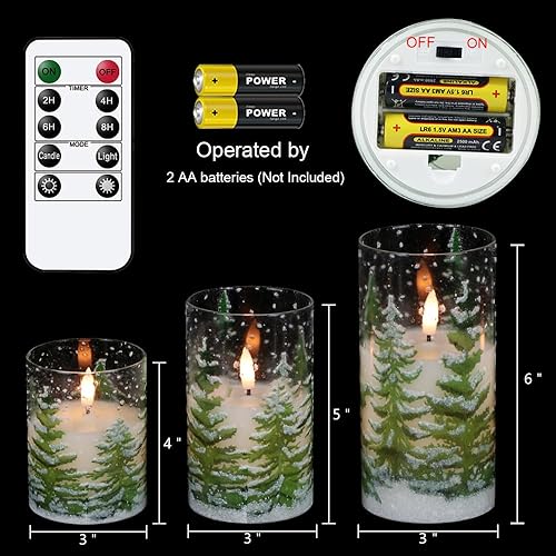 Miniatura 23 de Eldnacele Vela de cristal sin llama de Papá Noel con temporizador remoto, funciona con pilas, velas LED parpadeantes, paquete de 3 velas de Navidad