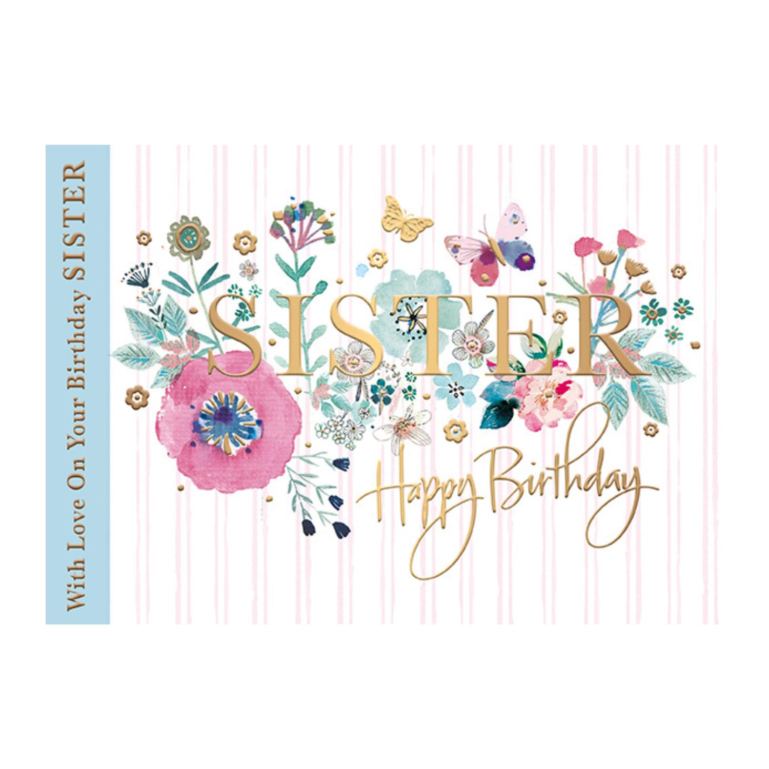 WORDS 'N' WISHES Traditional Sister Birthday Card, Birthday Card for Sister, Multi-Coloured 22 x 15.8 cms