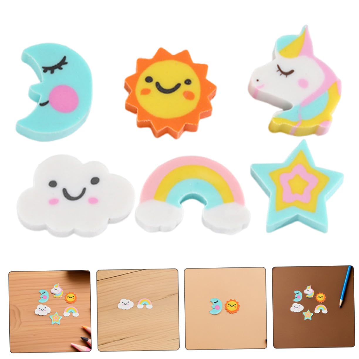 180 Stück Teiliges Mini Radiergummi für Schüler Bunte Wolken Einhorn Mond Stern Radierer für Schule Partygeschenke Klassenzimmerbelohnungen Kompakt und Präzise