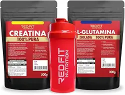 Creatina Monohidratada 500g L-Glutamina 300g - 100% Puras Importadas - Red Fit Nutrition