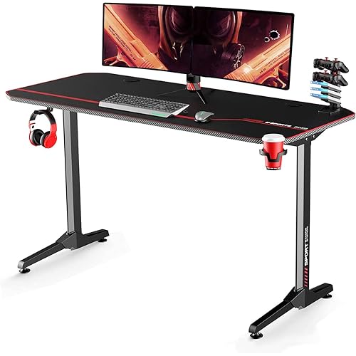 Homchwell Study Computer Desk 55 inch Home Office Writing Small Desk，Modern Simple Style PC Table with Headphone Hook