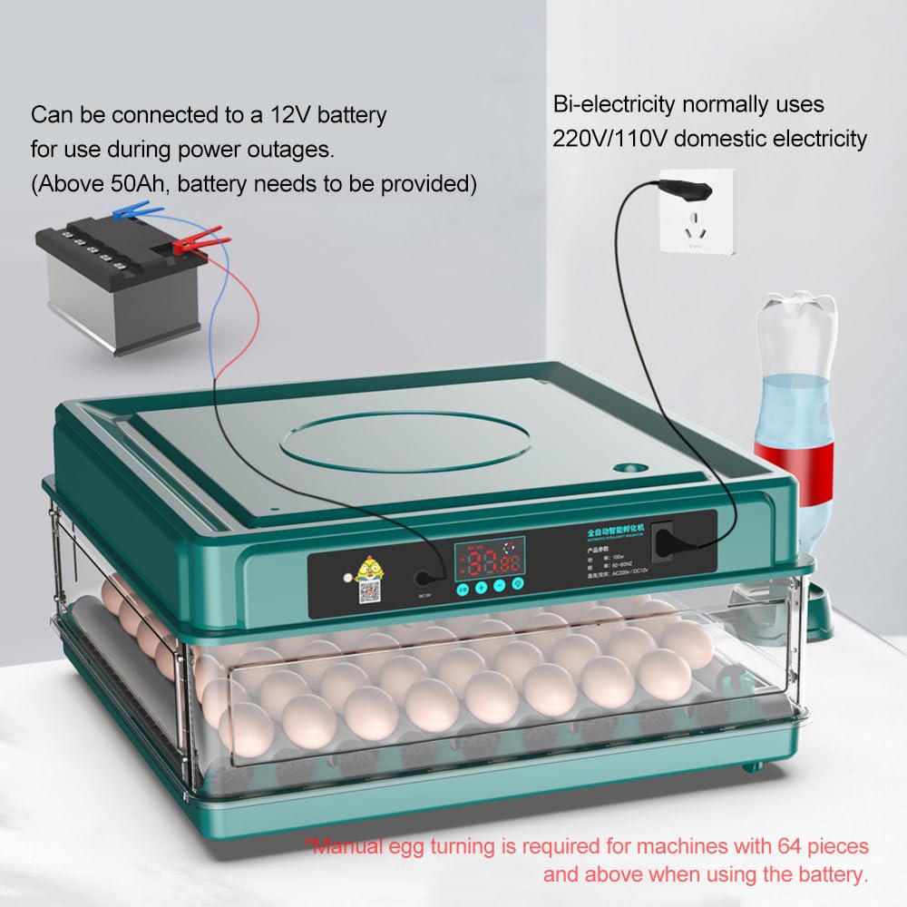 CcacHe Incubatrici Automatiche per Uova, incubatrici per Uova con giratore di Uova/riempimento Automatico dell'Acqua/Controllo della Temperatura/Illuminazione a LED, per polli Anatre oche Uccelli,6