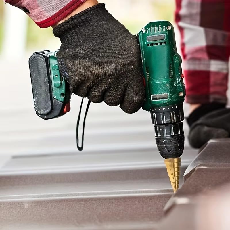 Miniatura 5 de 3 unidsset de brocas escalonadas de varios tamaños con revestimiento de titanio de acero de alta velocidad de perforación de precisión en madera y