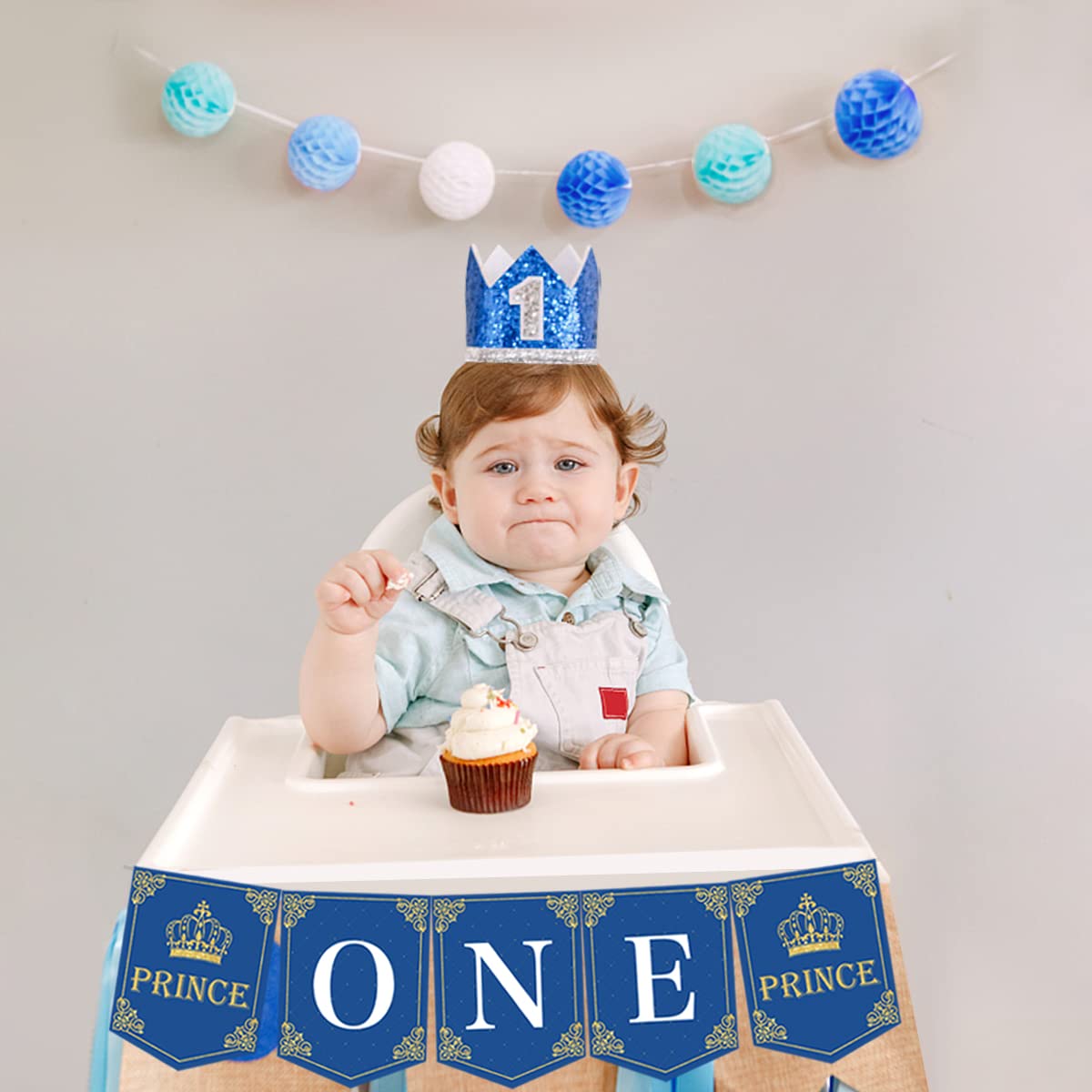 Royal Prince 1. Geburtstag Hochstuhl-Banner – Marineblau Mit Goldglitzer, 5-teilig, Ca. 2 M Lang