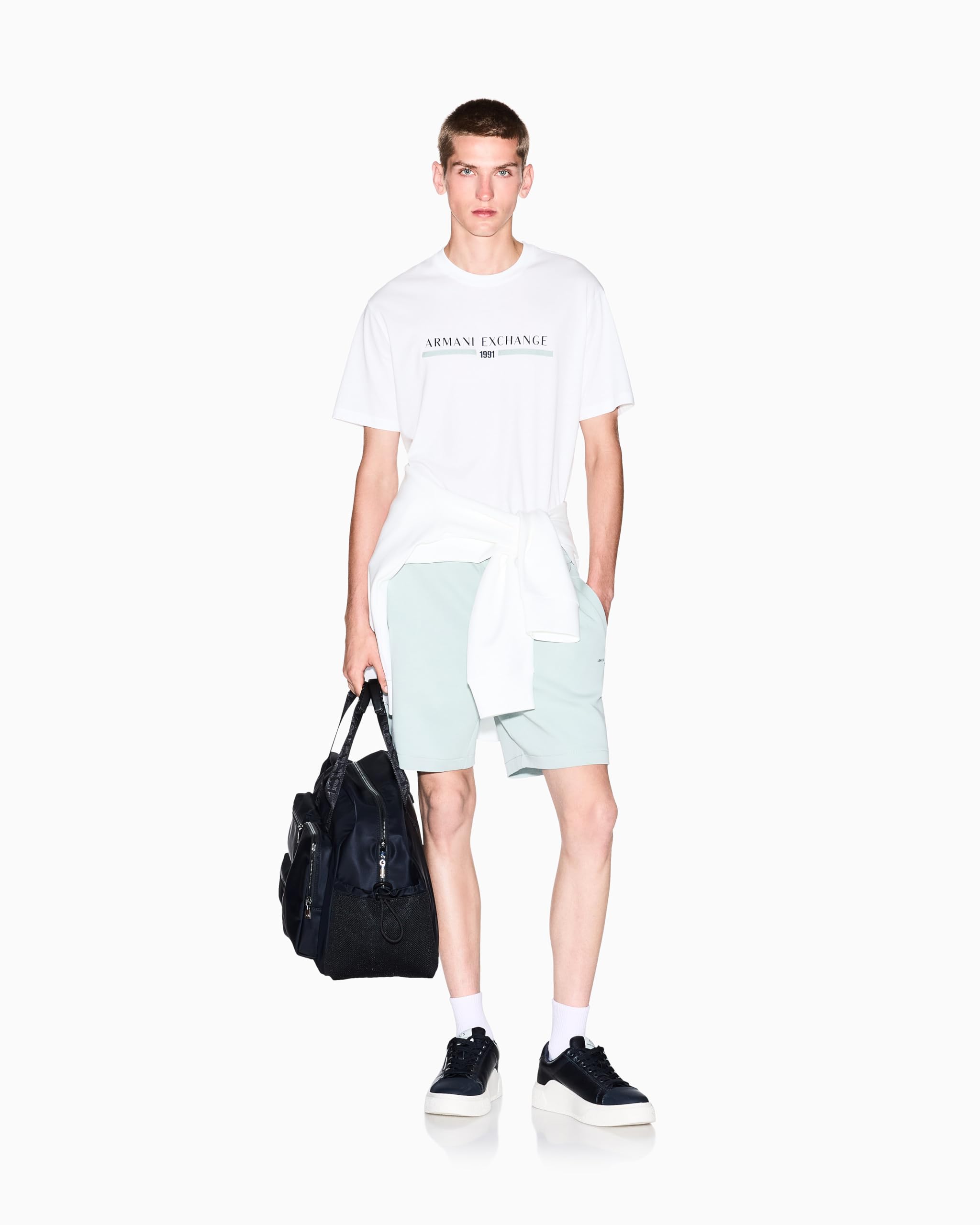 Armani Exchange Center Text Logo tee Camiseta Hombre (Pack de 1)