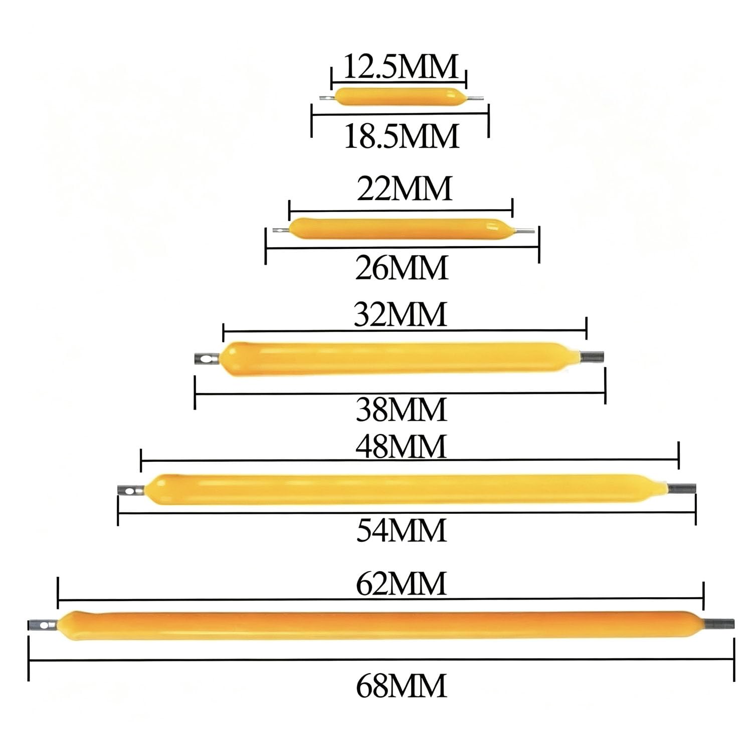 100PCS LED Filament 3V Ersatzteile Edison-Glühbirne LED (18–64mm) DIY Incandescent Diode Lighting Fittings Green 68mm