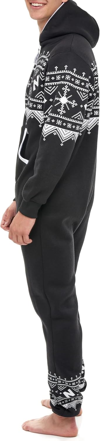 Skylinewears Adult Onesie One-Piece Pajama Jumpsuits Long Sleeve Playsuit with Hood, Non Footed Pajama for Men & Women