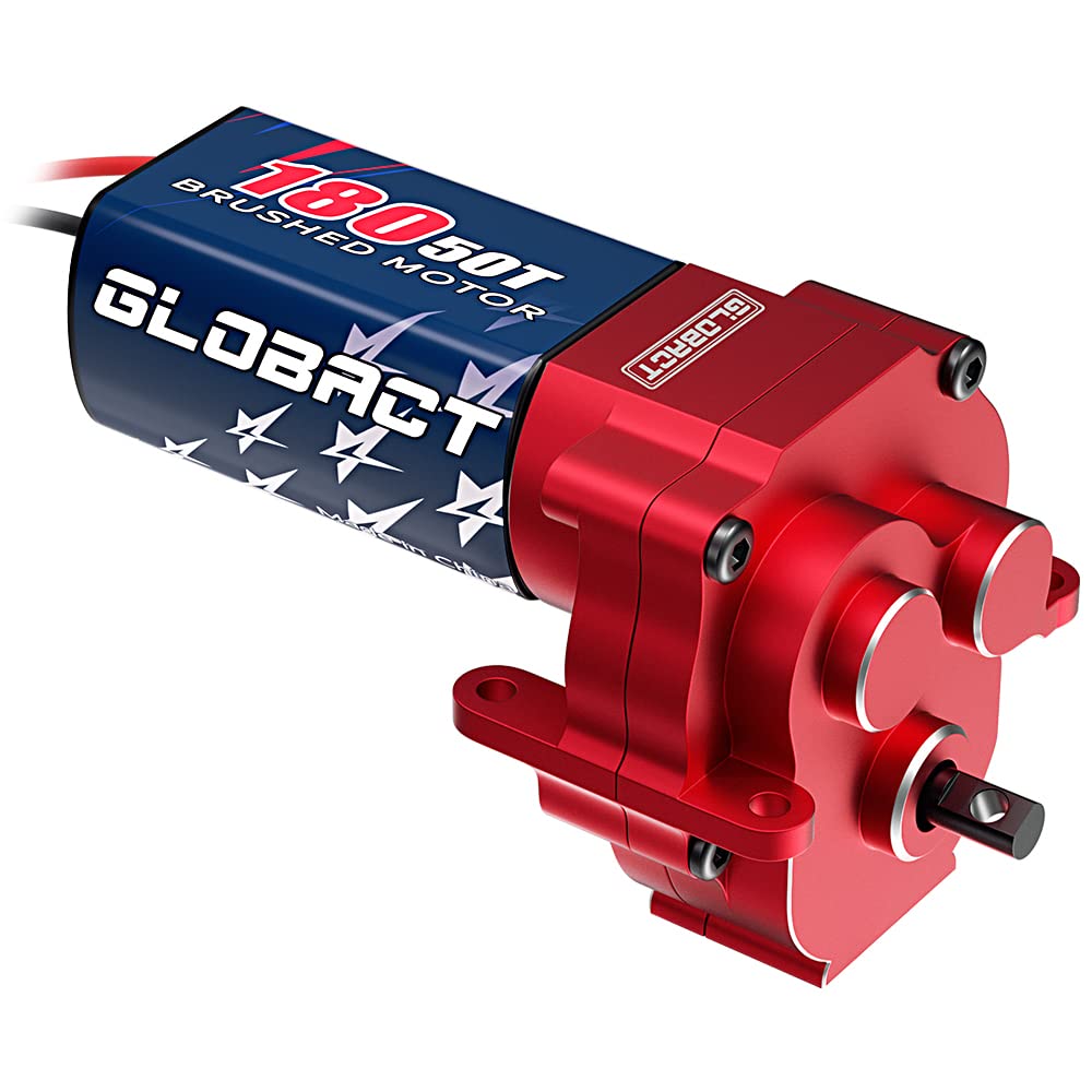 GLOBACT 180 50T Brushed Motor with Aluminum Transmission Gearbox for 1/18 TRX4M Upgrade Accessories (Red)