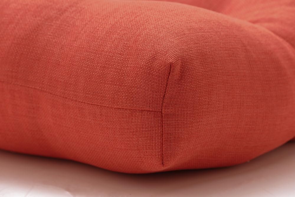 Pillow Perfect Rave Solid Indoor/Outdoor Wicker Patio Sofa/Swing Cushion Tufted, Weather and Fade Resistant, 18" x 56", Orange