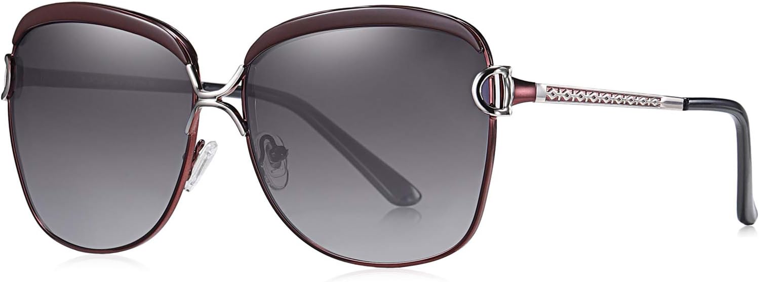 Barcur Polarized Sunglasses for Women Luxury Style Oversize Frame Large Gradient Lens Brown Tea