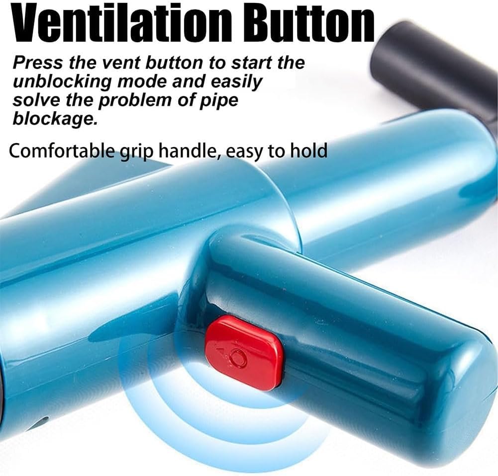 Outil de débouchage pneumatique pour canalisations de sol, puissant dragueur de tuyau de toilettes pneumatique One-Shot Connexion d'égout de sol Déboucheur de canalisation, Piston de toilettes,