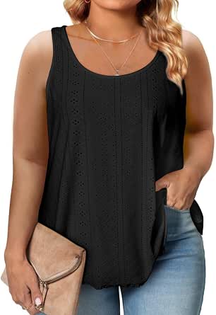 Daystry Plus Size Tank Tops, Lace Sleeveless Summer Women's Tops, Purple 3X