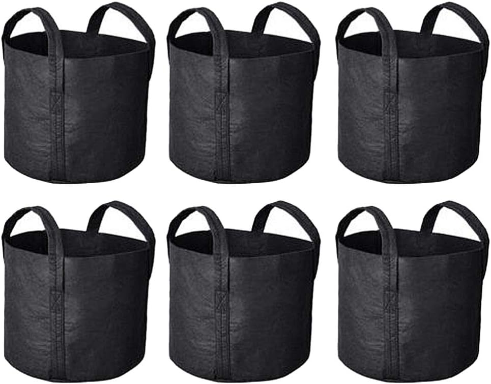 Cabilock 6pcs Felt Planting Bags Breathable Grow Bags for Vegetables Nonwoven Material Handles for Gardening