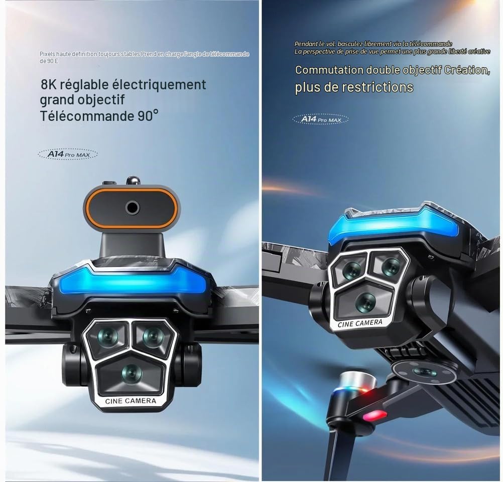 UAV A14 ProMax Drone 8K HD Caméra Quadricoptère avec télécommande d'écran 5G WiFi Photographie aérienne Brushless RC Dron